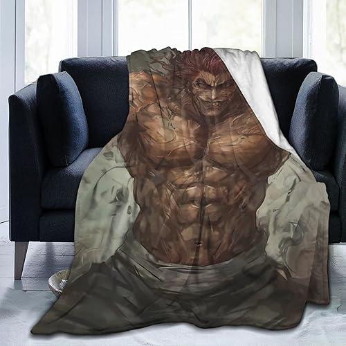 Manta de anime Baki The Grappler Yujiro Hanma de microforro polar ultra suave, acogedora y cálida, adecuada para todas las salas de