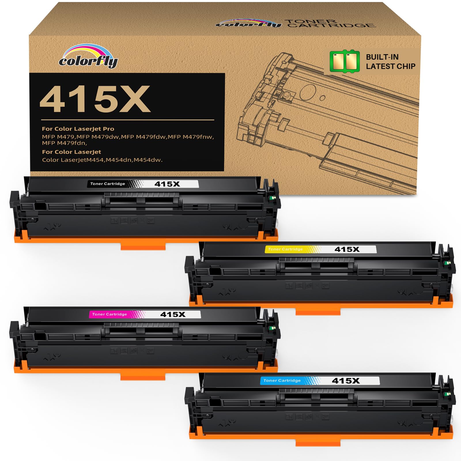 colorfly 415X Compatibile con toner 415X 415A (con chip) per HP 415A 415X per MFP M479fdw Toner HP Color Laserjet Pro MFP M479fnw M479fdw M479dw M479fnw M479fdn M454dw M454dn