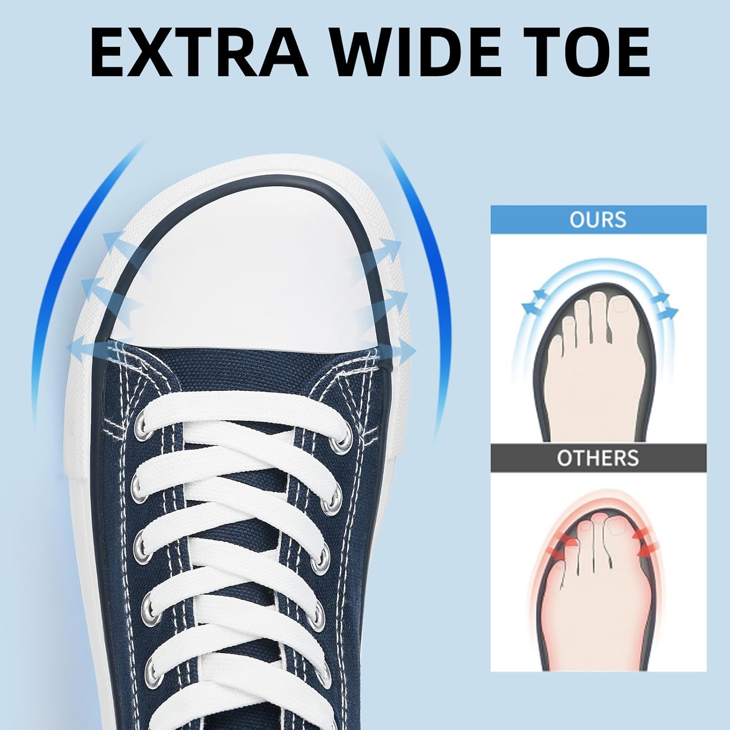 BACSAC Canvas Shoes for Women Classic Fashion Sneakers Lace Up Low Top Canvas Casual Sneakers Lightweight Breathable Comfort Wide Toe Shoes - Image 2