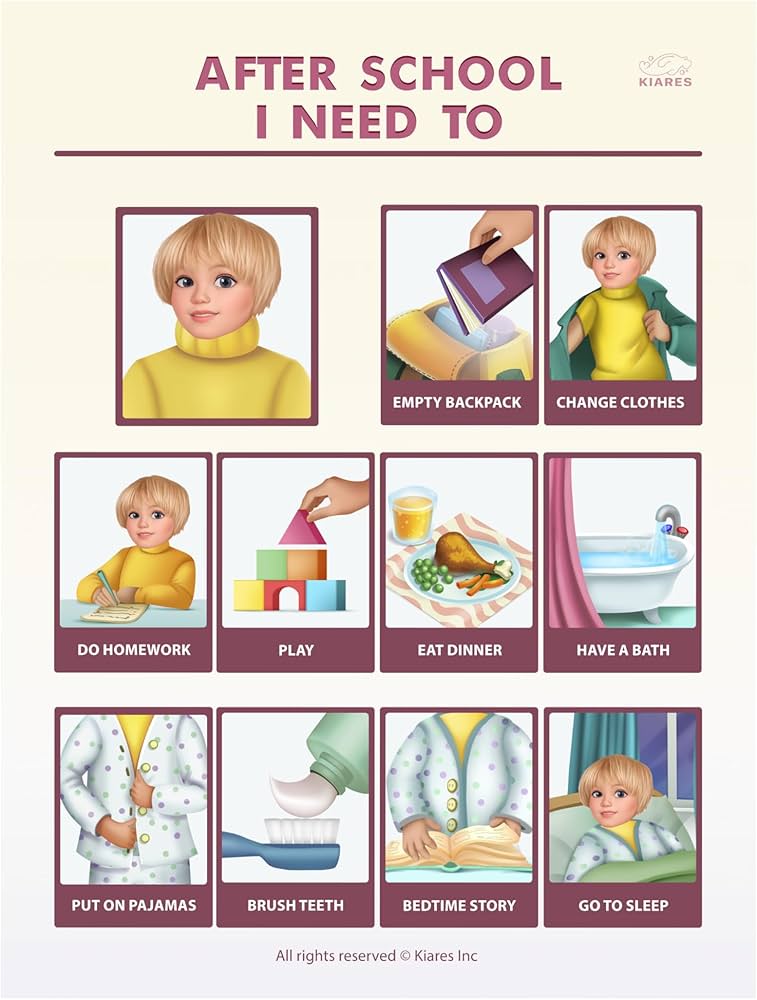 amazon-com-after-school-routine-chart-for-kids-12x16-inches-visual-schedule-for-kids-with-autism-schedule-board-daily-routine-chore-chart-for-kids-mental-health-poster-autism-communication-board-for-non-verbal