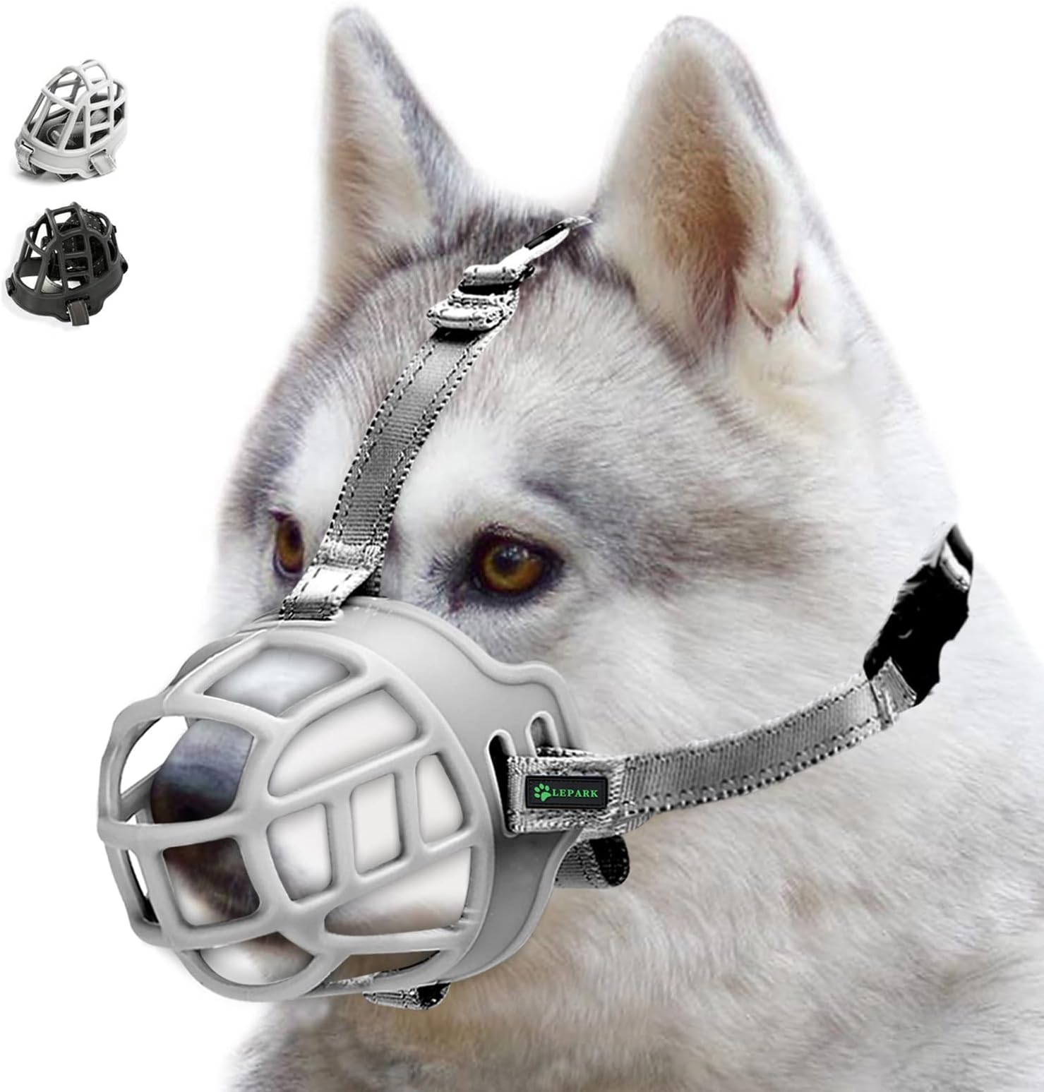 Dog Muzzle, Soft Silicone Basket Muzzle for Dogs, Breathable Mouth