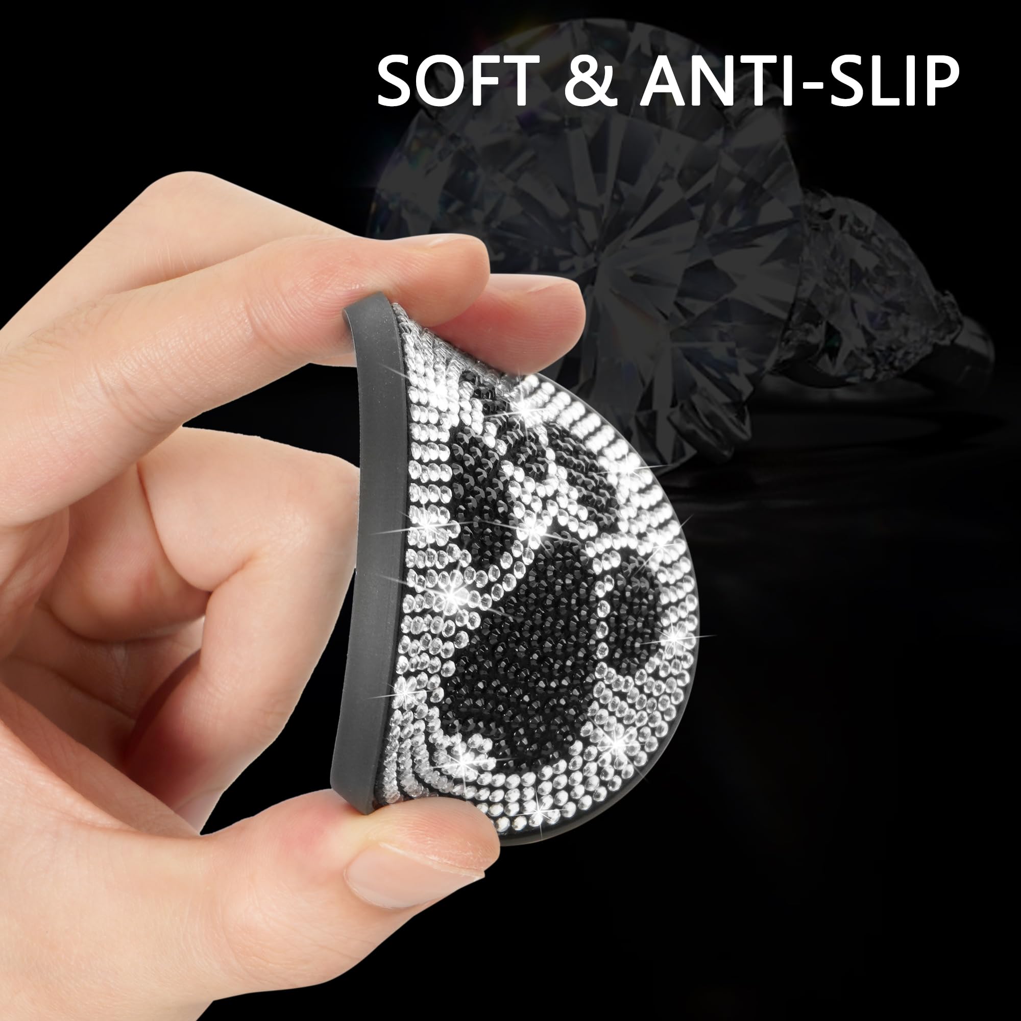Bling Car Coasters for Cup Holder 2 Pack 2 75 Sparkling Drink Inserts - Non-Slip Crystal Car Interior — view 4