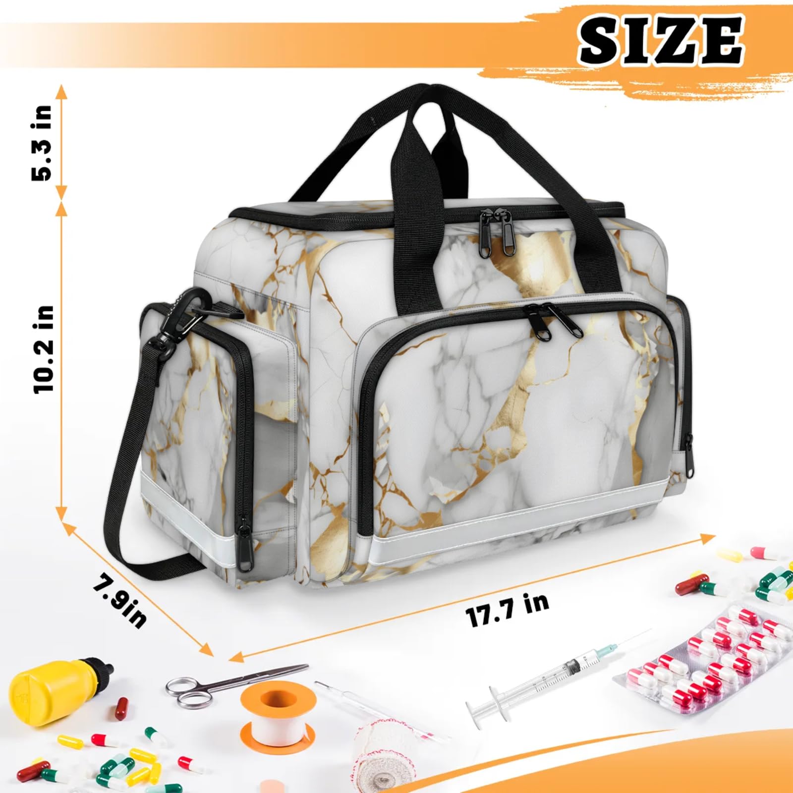 GzLeyigou First Aid Bags Empty, Abstract Marble Emergency Bag First Aid Kit Multiple Compartment Kit Carrier On Call Trauma Bag For Paramedics Emergency Medical Supplies Kit