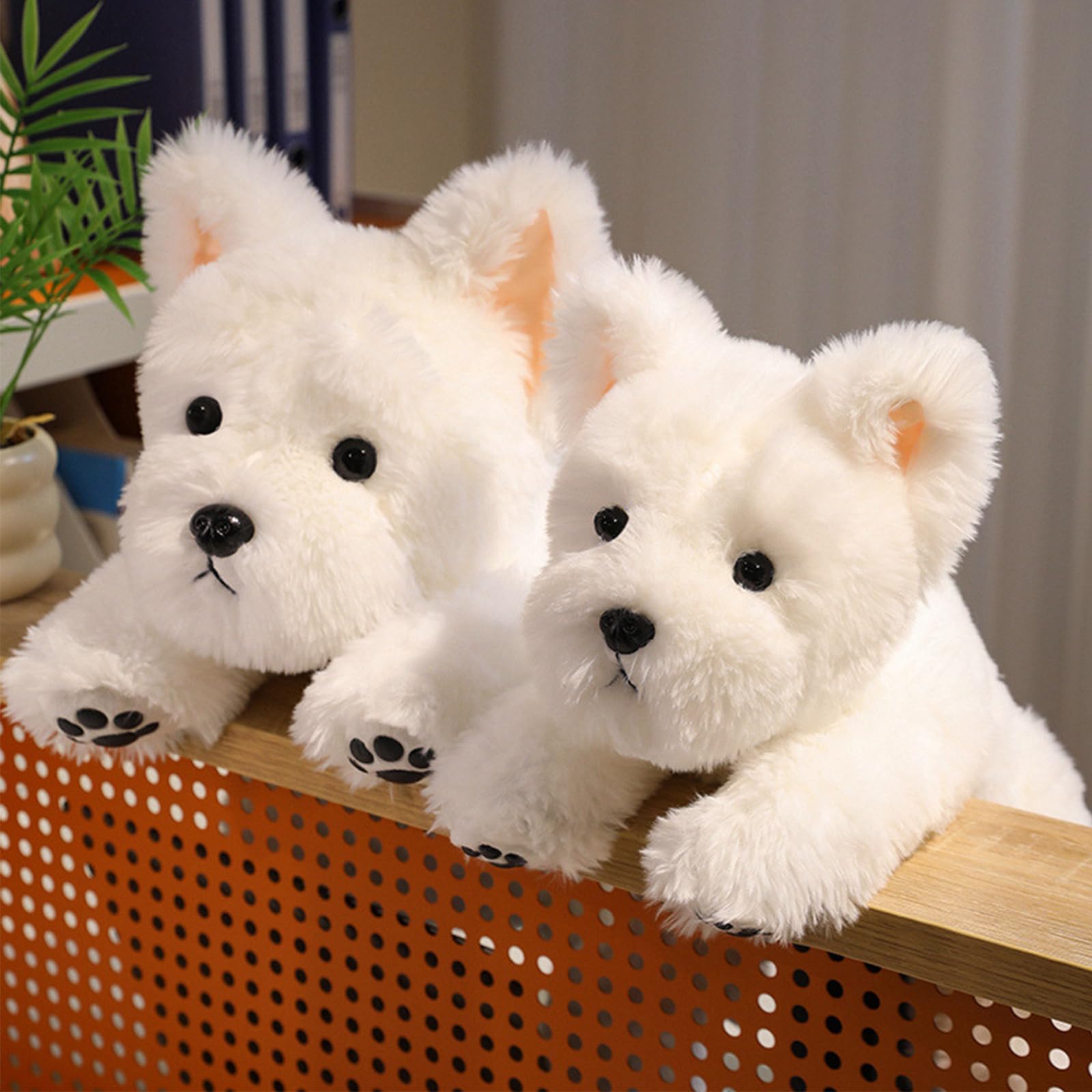 Hund Kuscheltier, 30/45/65cm Klein Weiß Welpe Plüschtier, Stofftier Plüsch Puppe Plüschtiere, Geschenk für Jungen Mädchen (65CM)