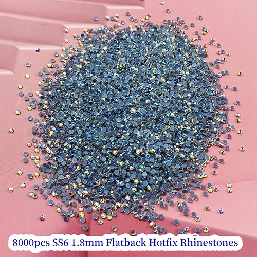 Miniatura 2 de Hotfix - 8000 diamantes de imitación termoadhesivos SS6 de 0.071 in con parte trasera plana, diamantes de imitación redondos de cristal para