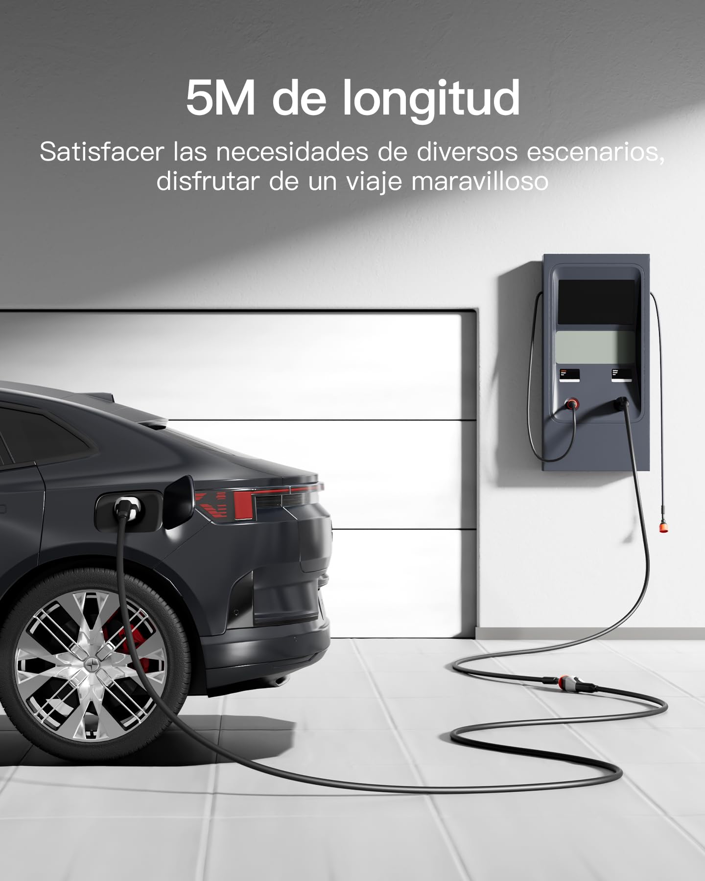 tomons Cable de Carga Coche Electrico Tipo 2, 22 KW 32A Electricidad Trifásica 5M, para EVs y PHEVs, Compatible con Modelo S/X/Y/3, ID.3, ID.4, E-Tron, ZOE, Kona, I3, con CE/TUV, EV1001