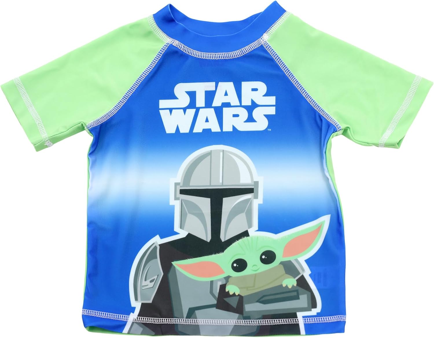 Dreamwave Star Wars Boys 2 Piece Rash Guard Swim Trunks Set, Green/Blue, 2T - Image 2