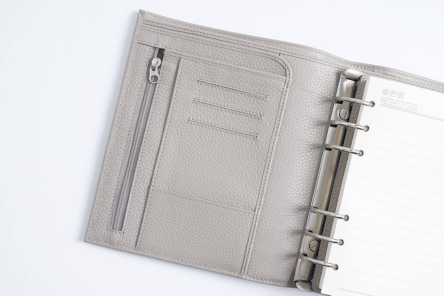 Moterm Personal-Wide Luxe Rings Planner - Genuine Leather Binder Organizer (Pebble-Gray, 30mm Ring) : Office Products