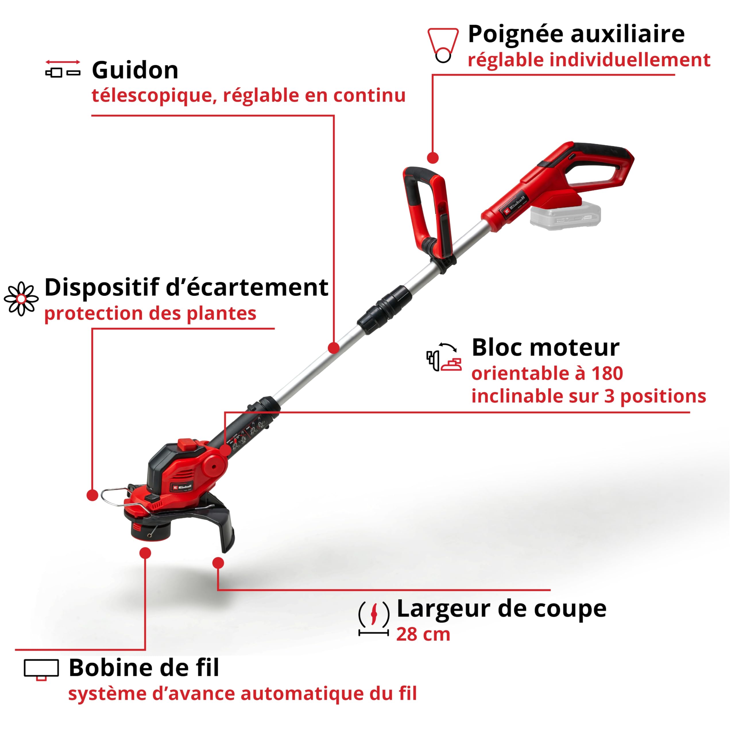 Einhell GE-CT 18/28 Li Solo Coupe-Bordures sans Fil 18V 28cm Power X-Change