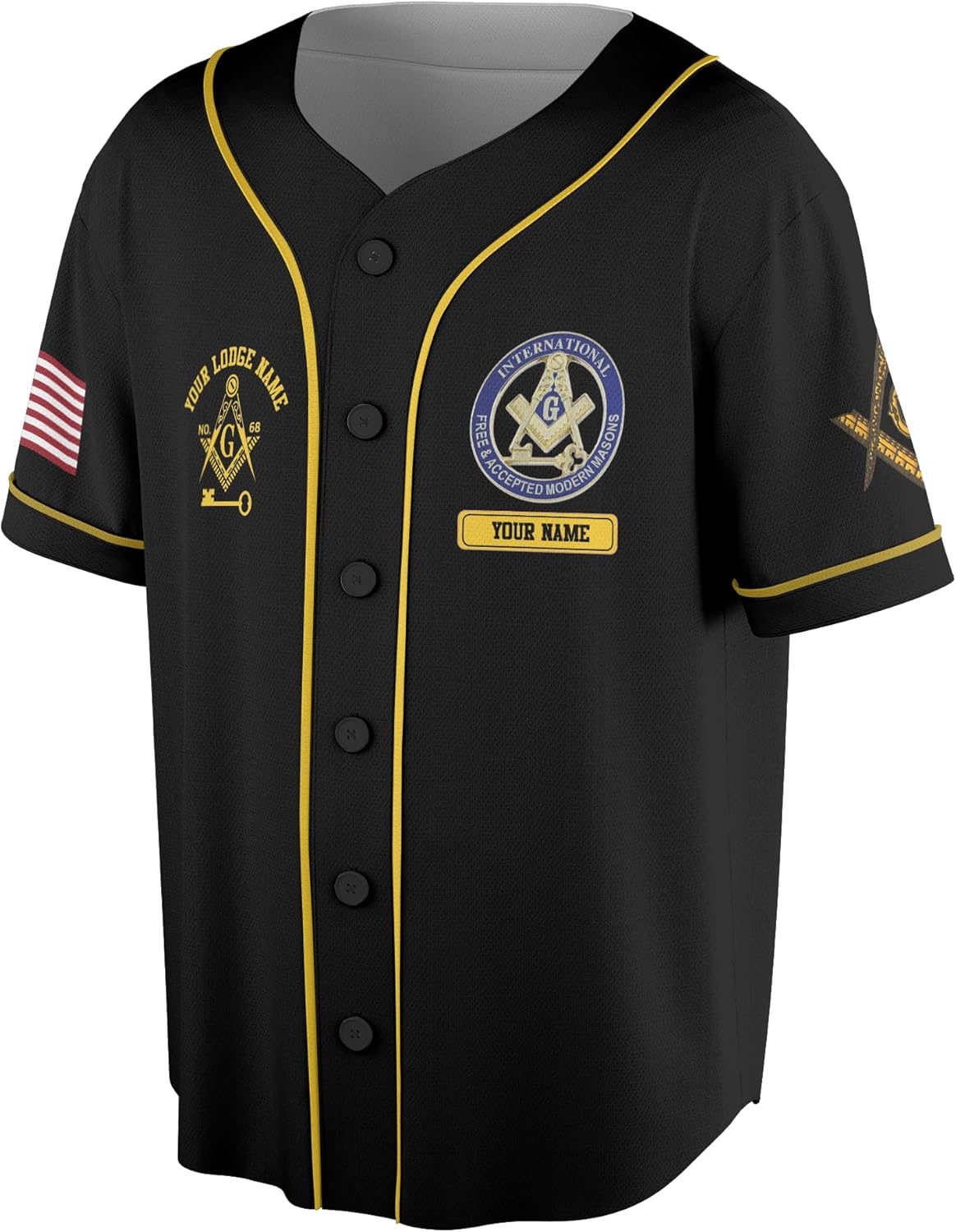 Customize Name, Lodge Name International Masonic Emblem Freemason 3D Baseball Jersey S-5XL
