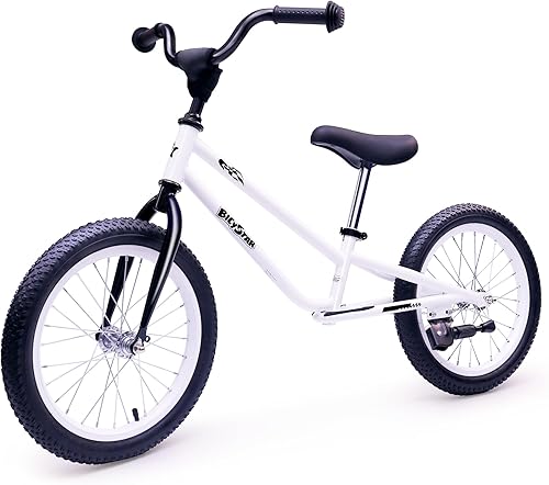Bicicleta de equilibrio para niños de 16 pulgadas para niños de 5 a 8 años, bicicleta BMX sin pedales, neumáticos de goma neumática, reposapiés,