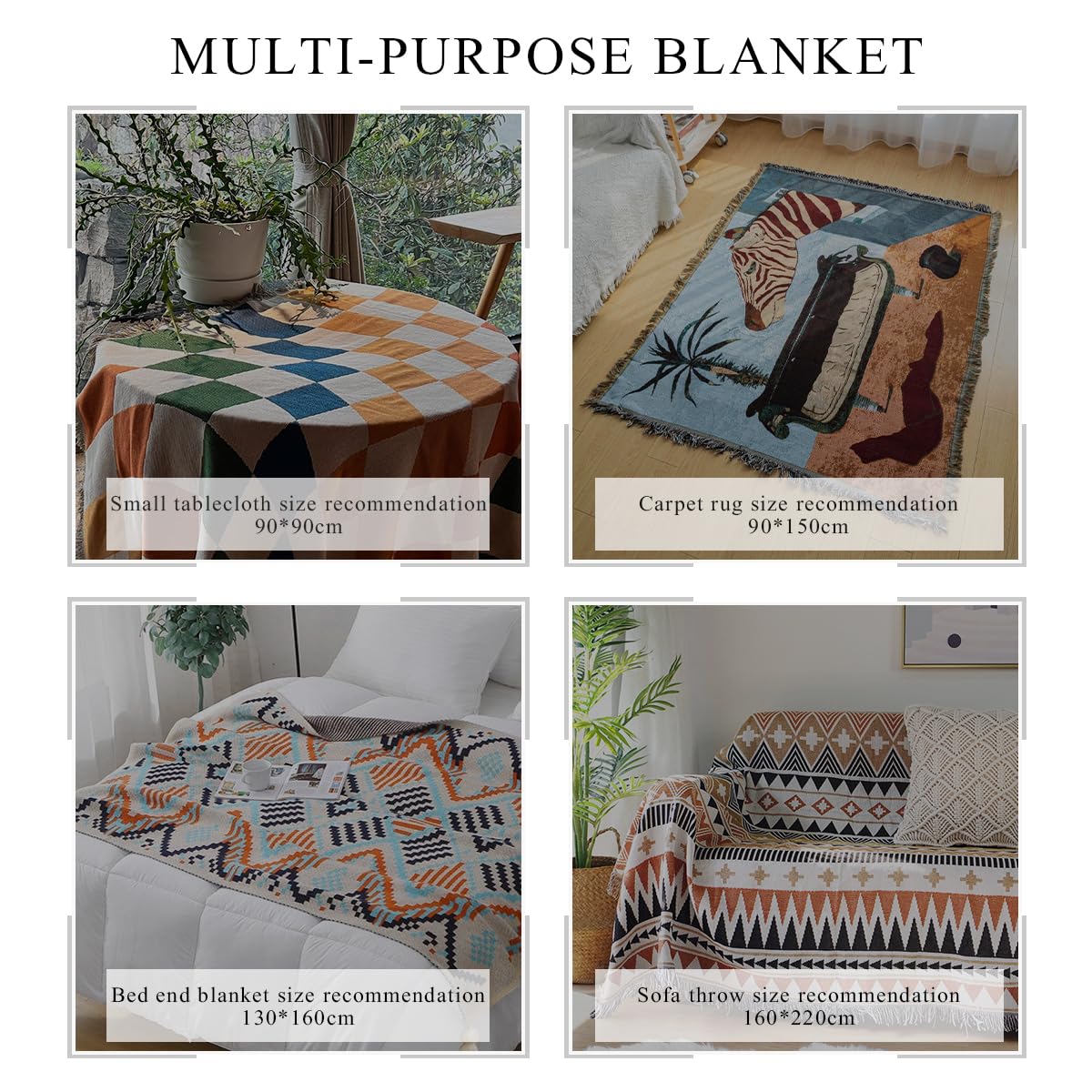 Couverture Polaire Ethnique Aztèque Navajo - 75x100 Cm, 290 G/m² - Douce, Chaude, Lavable Machine - Pour Canapé, Lit, Voyage