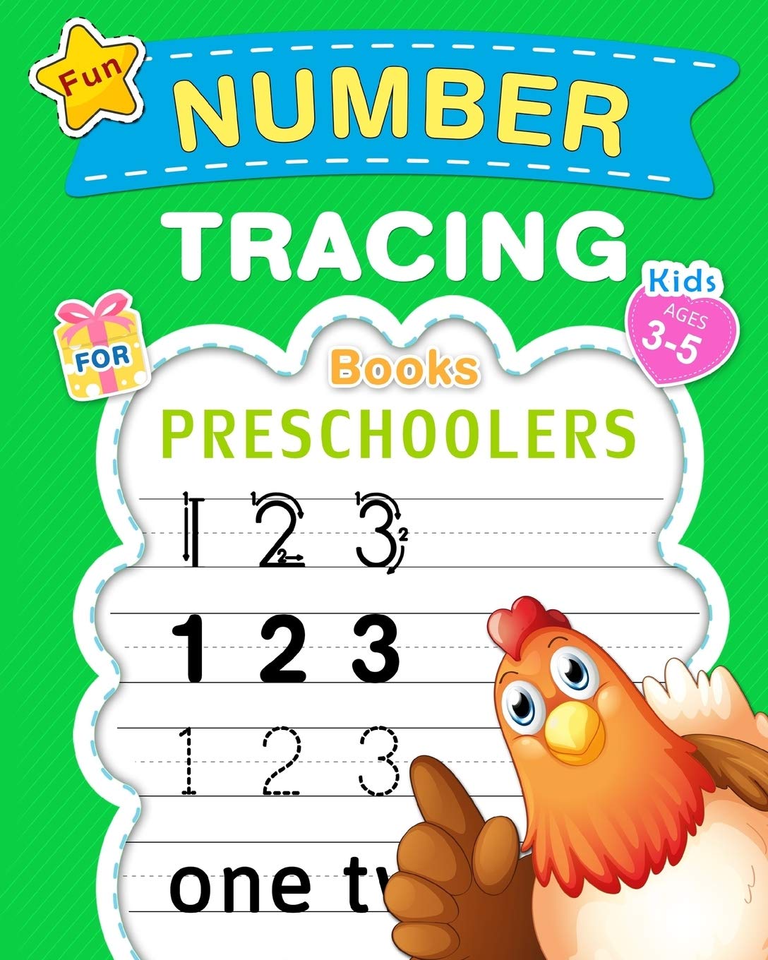 Fun Number Tracing Book for Preschoolers & Kids Ages 3-5: Count and Trace Numbers Practice Handwriting Workbook for Pre K, Kindergarten and Kids Ages 3-5: 2