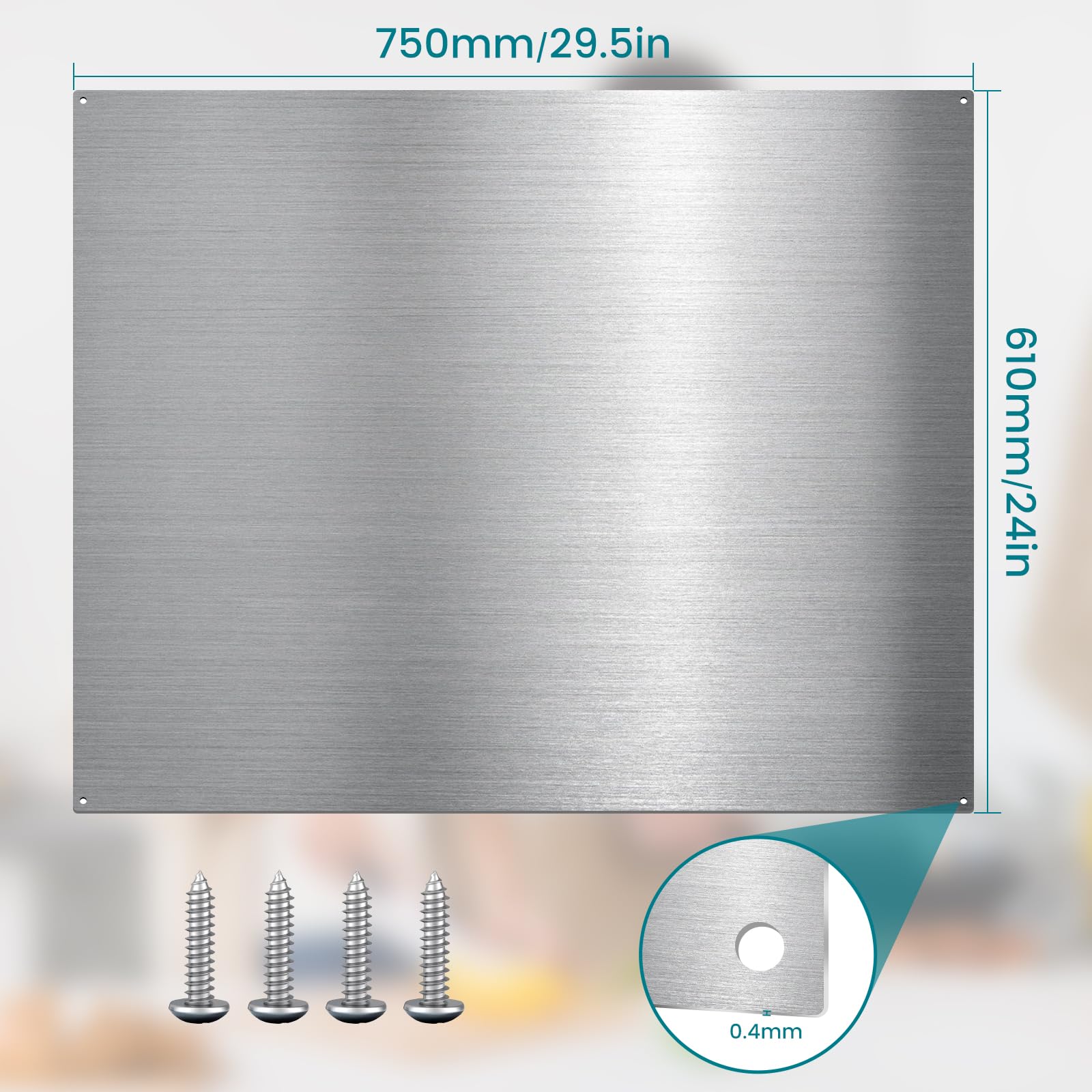 VENFAN 24" x 30" Stainless Steel Backsplash for Stove - Ultra Flat Metal Splatter Guard for Kitchen Wall, Stove Backsplash Panel with 4 Pre-Drilled Holes, Easy Install — view 5