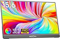 ARZOPA Monitor Portátil, Monitor Portátil para Portátil FHD 1080P de 15,6" 100% sRGB High Color Gamut Display IPS Eye Care Screen para Escritório e Entretenimento de Alta Gama -A1C