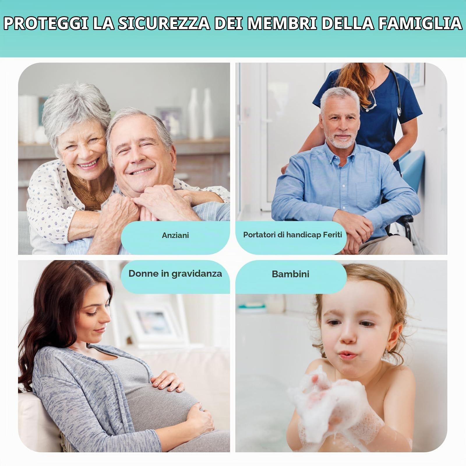 Maniglia Doccia per Anziani con Ventosa, Blu | Max 110 kg, Per Disabili, Senza Foratura, Handy Grasp Pro