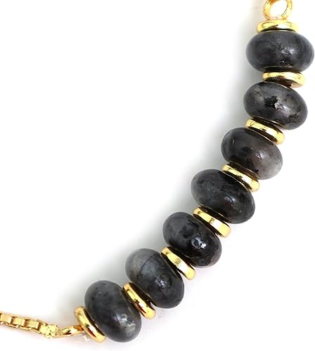 Vista 139 de Gempires - Pulsera de cuentas redondas naturales, chapada en oro amarillo de 14 quilates, joyería hecha a mano, pulseras ajustables para mujer