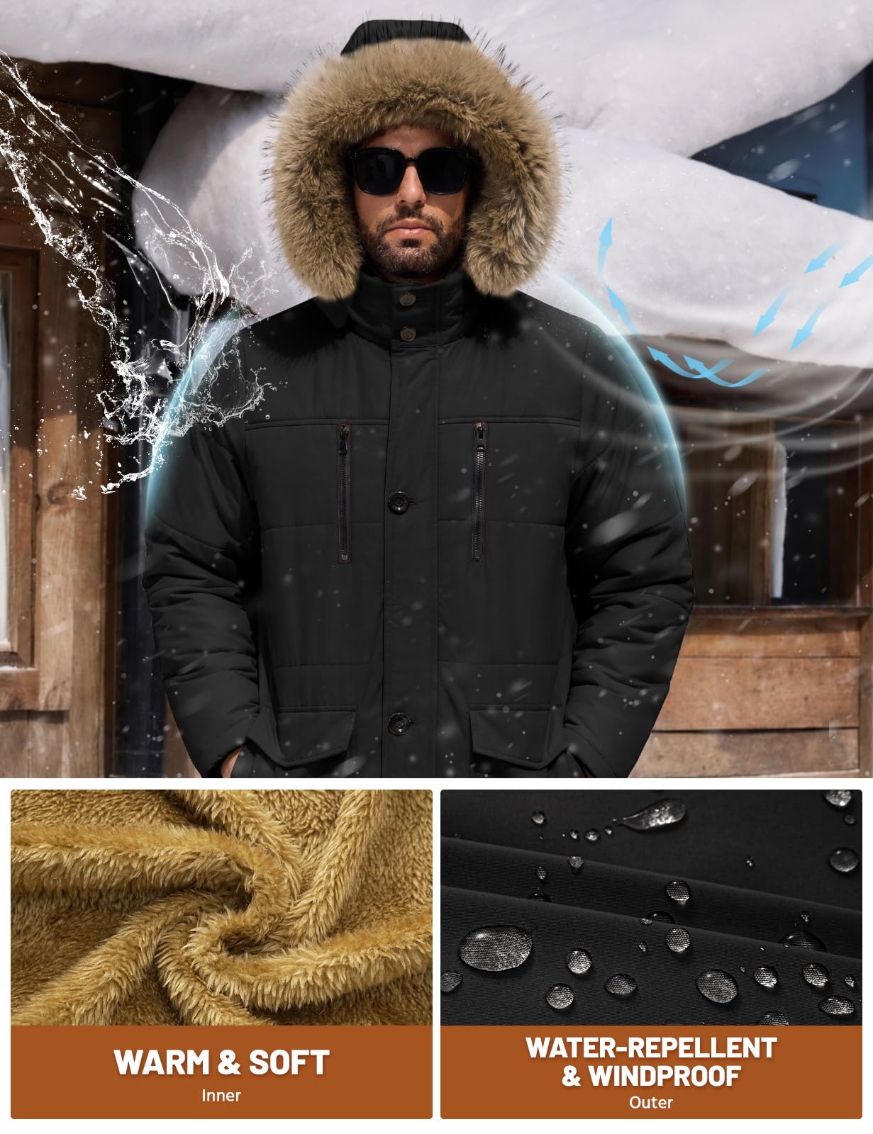 Lonya Giubbotto Invernale Uomo Parka Giacca in Pile