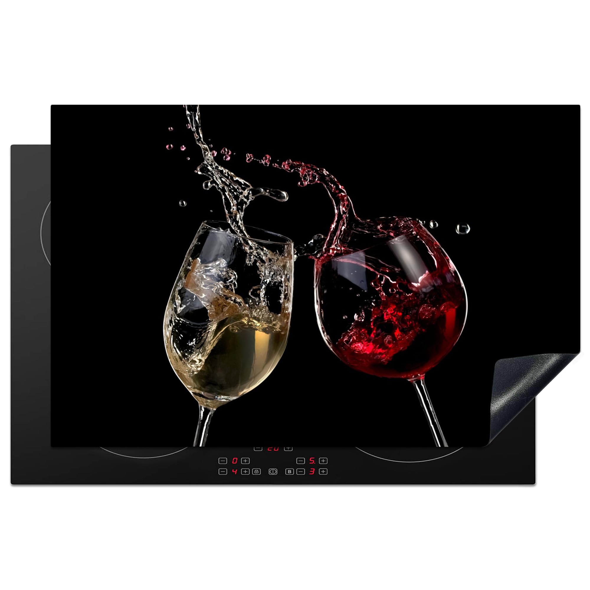 KitchenYeah© Induction Hob Protector Mat 20.5"x31.5" / 80x52 cm Stove Cap Top Cover Kitchen Cooker Covers for Electric Hobs Vinyl Red Wine - White Wine - Glass - Black