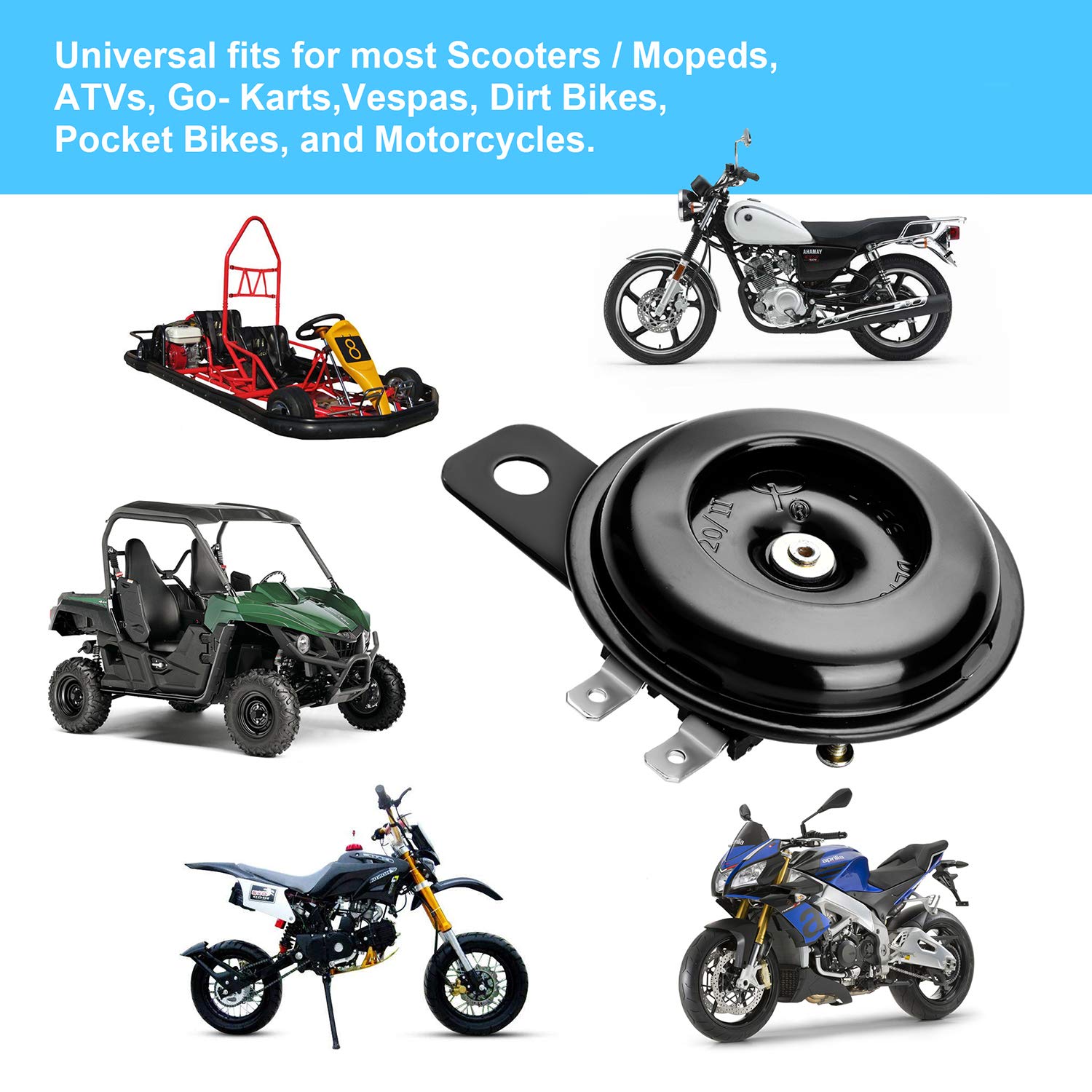 moinkerin Clacson Moto Trombe Auto Corno Moto per Scooter, Moto, Triciclo, Pocket Bike, DC 12V, 1.5A, Impermeabile 105 dB