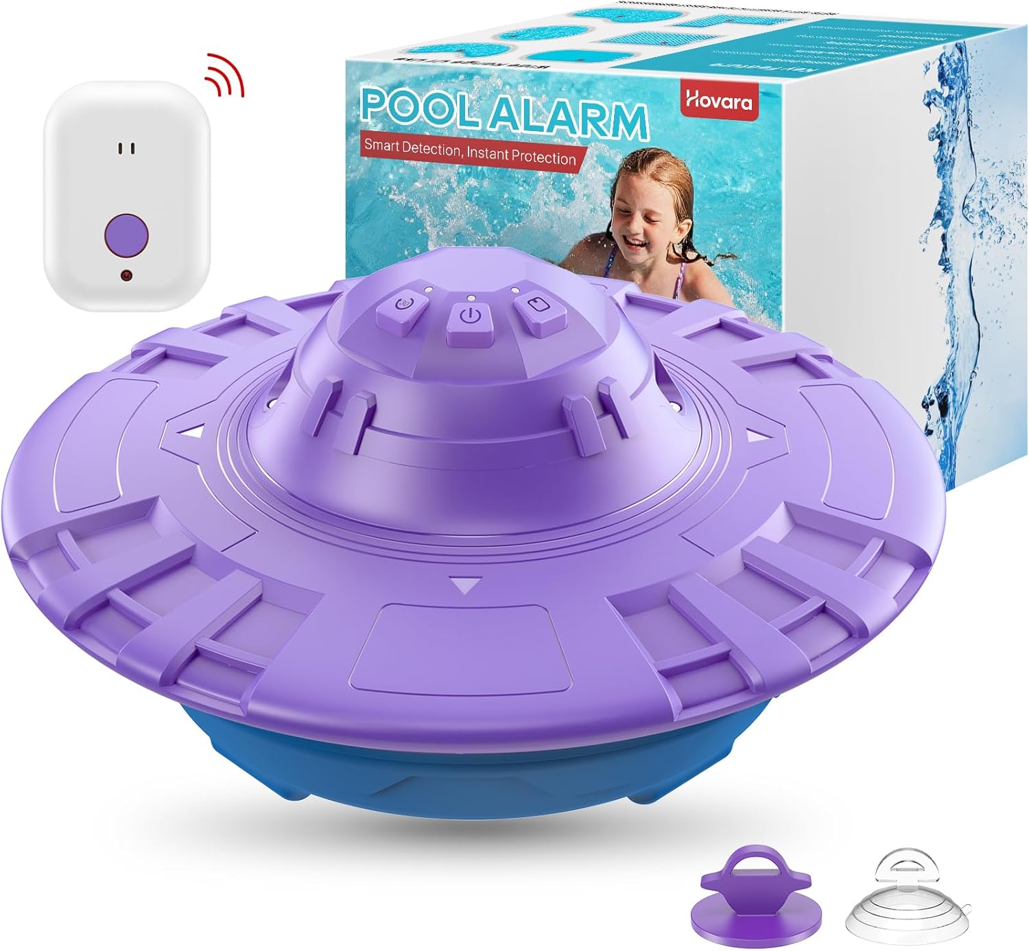 Pool Alarm, Floating Pool Safety Alarms for Inground & Above Ground Pools – Loud 110dB Alert, Adjustable Sensitivity, Protection for Kids & Pets (Purple+Blue)