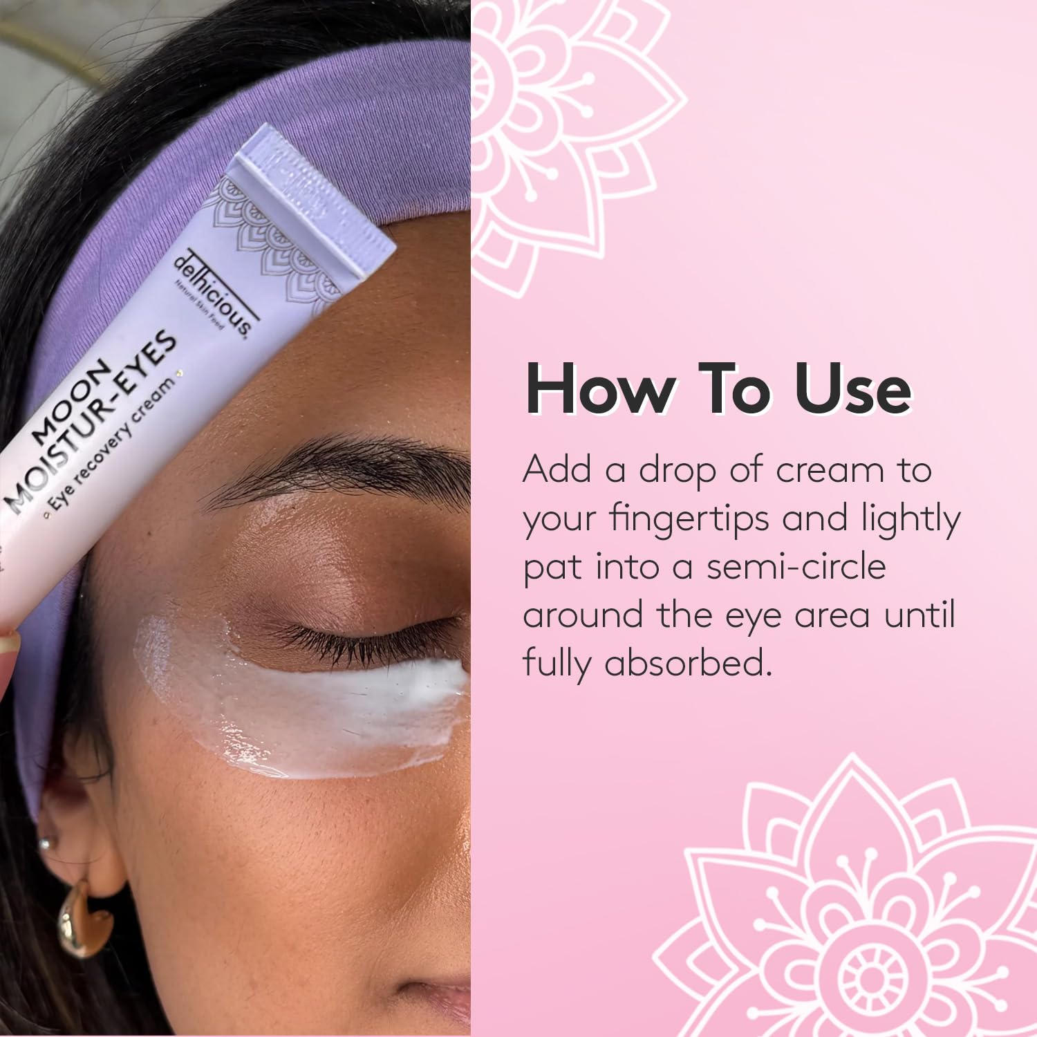 Delhicious Moon Moistur-Eyes Eye Recovery Cream, Anti-Ageing Eye Cream with Bakuchiol & Liquorice Root, Brightening & Firming - Image 4