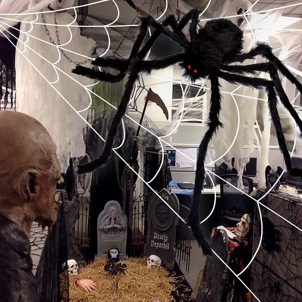 Toile D'araignée Halloween 300 G Avec 50 Araignées - Décoration Effrayante Intérieur/extérieur