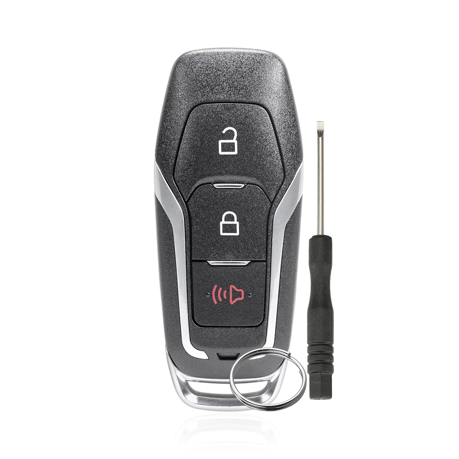 315MHZ Car Fully Intelligent Key Remote for Ford F-150 F-250 Explorer 2015 2016 2017 ID49 Chip M3N-A2C31243800 164-R8111 and Key Ring and Screwdriver 3 Buttons