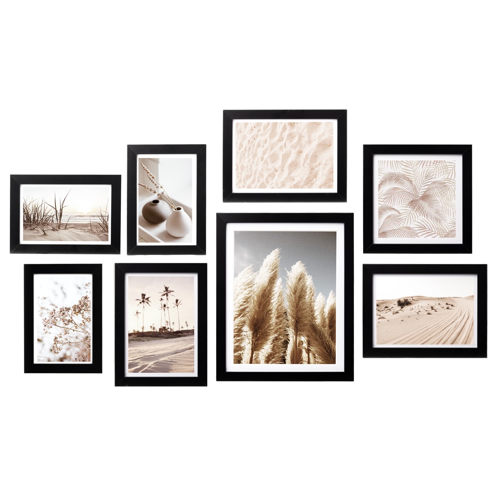 Cadres muraux pour chambre : habillez un mur vide avec 8 cadres photo noirs assortis