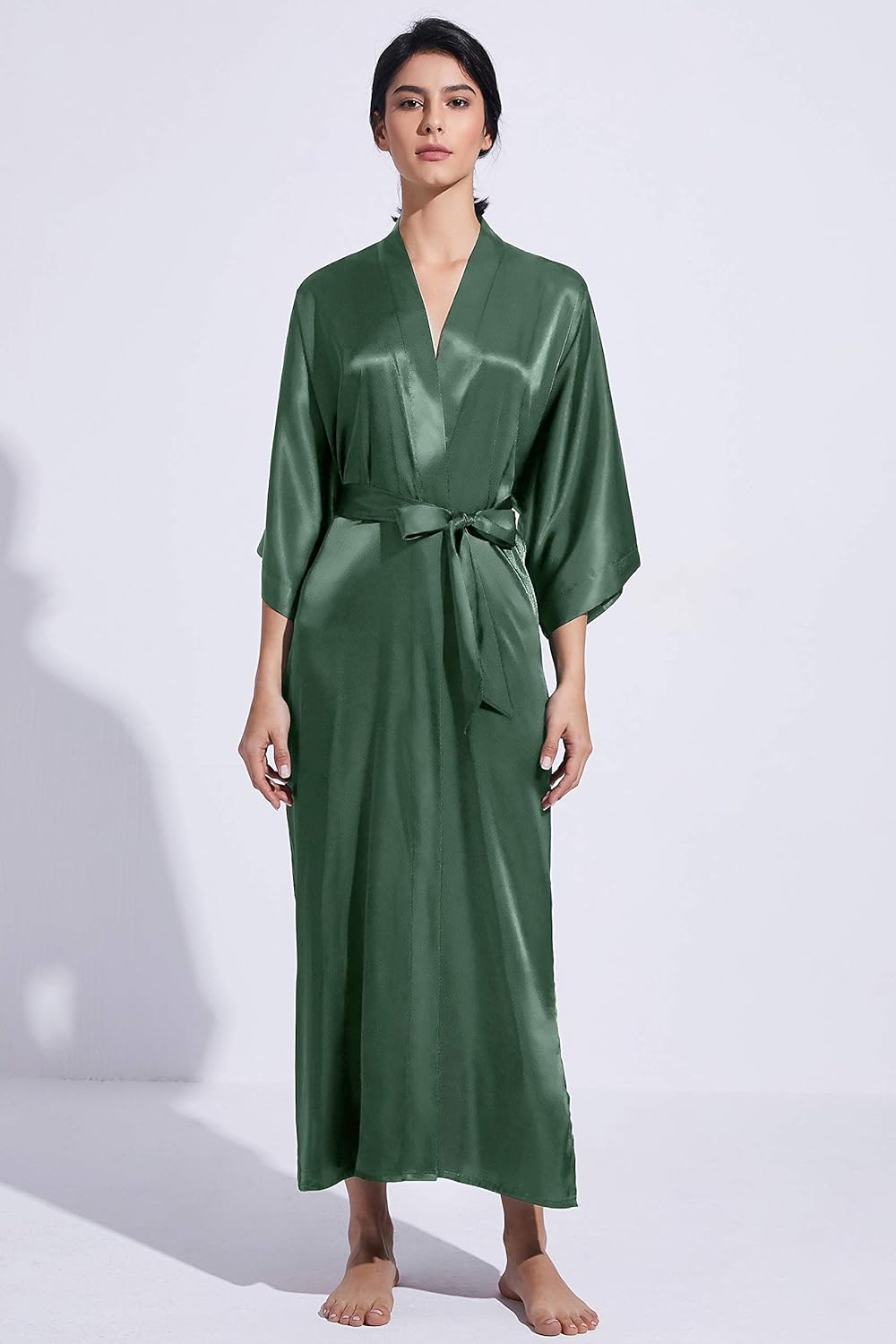 PRODESIGN Satin Kimono Robe Women Long Silky Kimono Bathrobe Sleepwear Wedding Bridesmaid Robe - Image 3