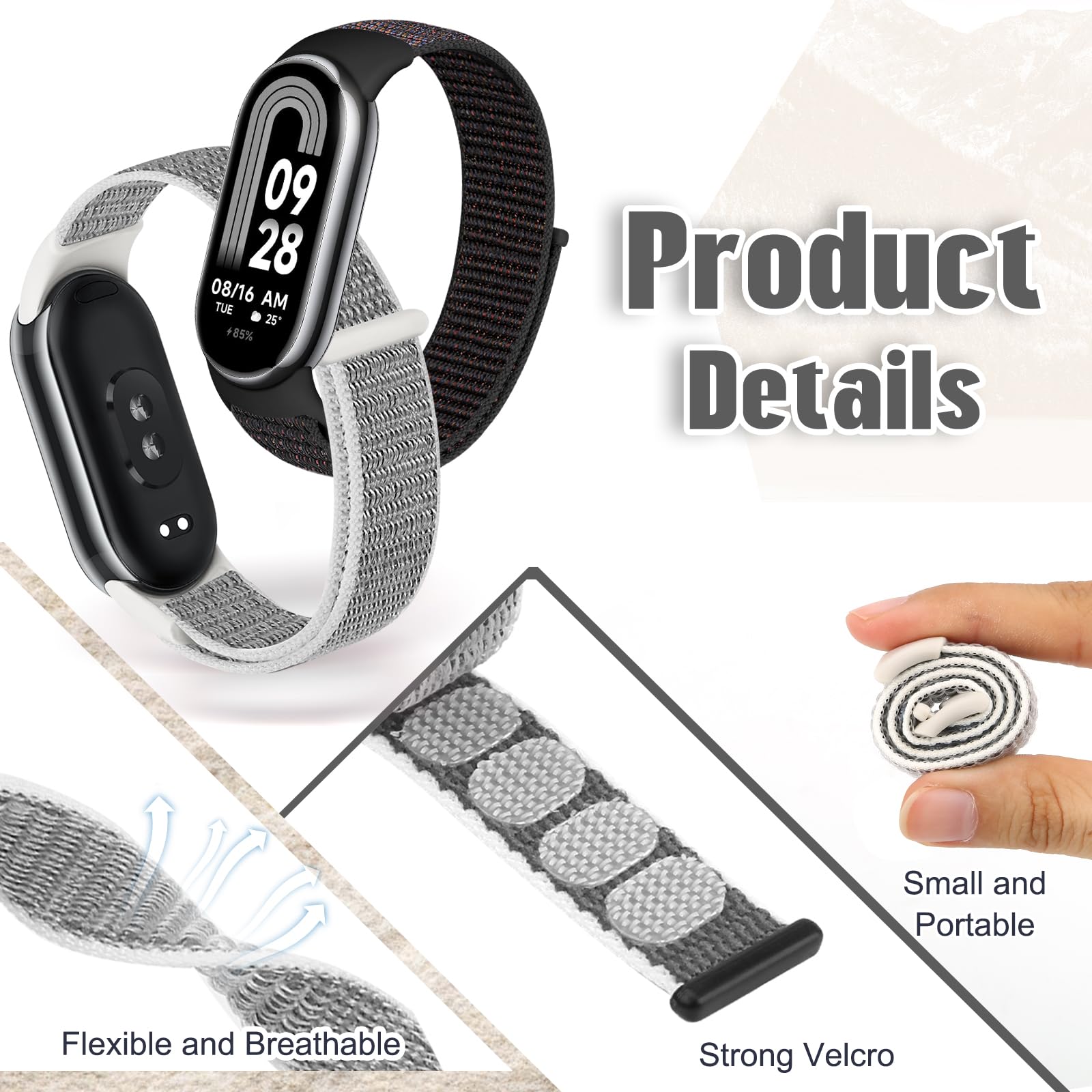 Runostrich Nylon Straps Compatible with Xiaomi Smart Band 10/9/8 Soft Nylon Loop Strap Breathable Adjustable Replacement Band for Women Men - Image 2