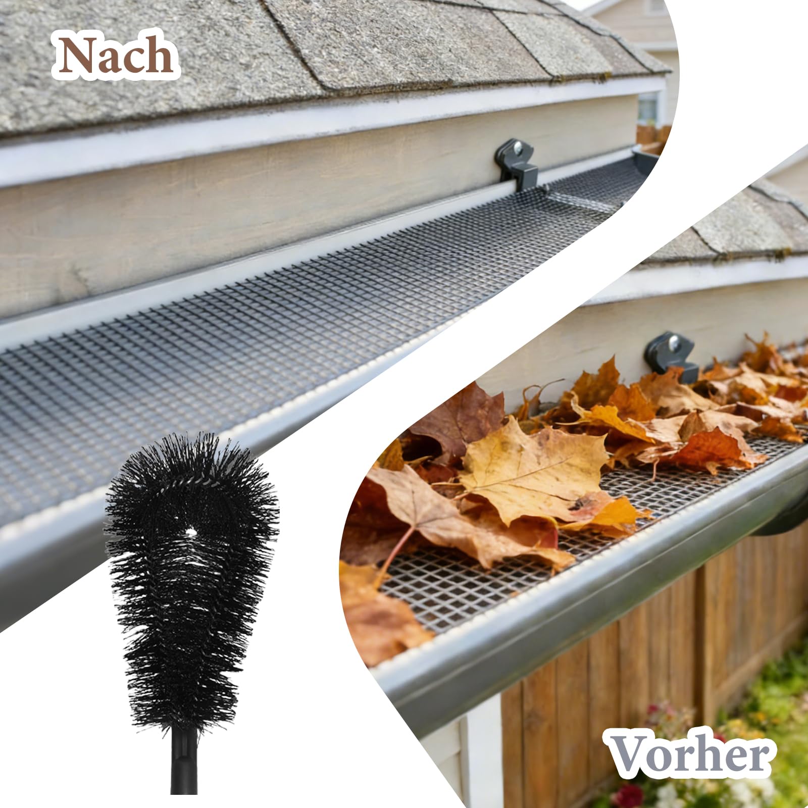 Gutter Reinigungsbürste Kit, Ausziehbare Dachbürste, Gebogenes Designwerkzeug, Geeignet für die Reinigung von Dachrinnen und für die Gartenarbeit im Haushalt