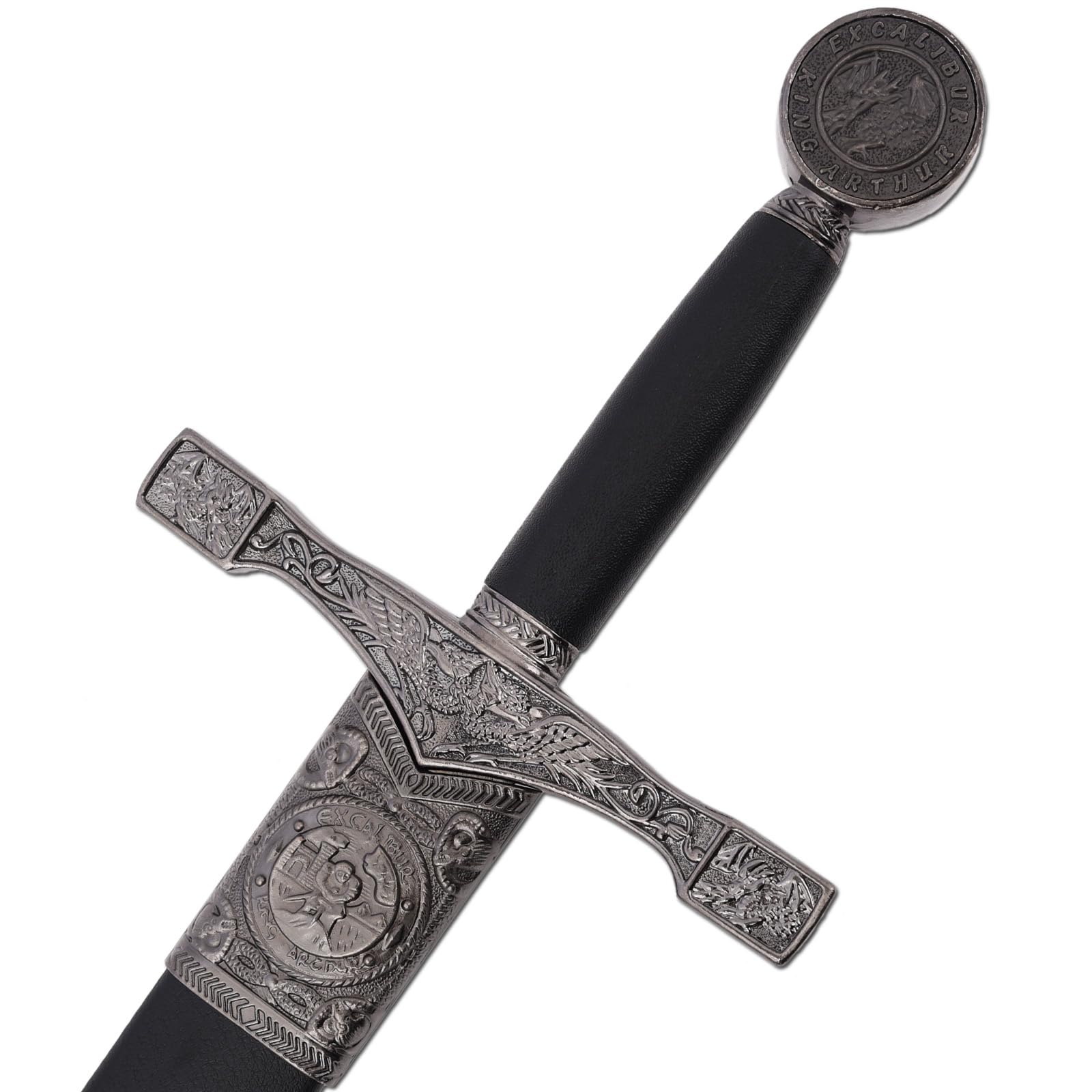 ziqing Espada de caballero medieval con espada de cruzado, material de metal, colección de anime y película, accesorios de vestir para día festivo de Navidad, una variedad de estilos disponibles - B-silver King Arthur Sword