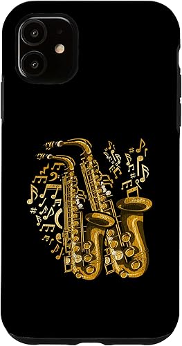 Funda para iPhone 11 de saxofonista de saxofonista de jazz para iPhone 11