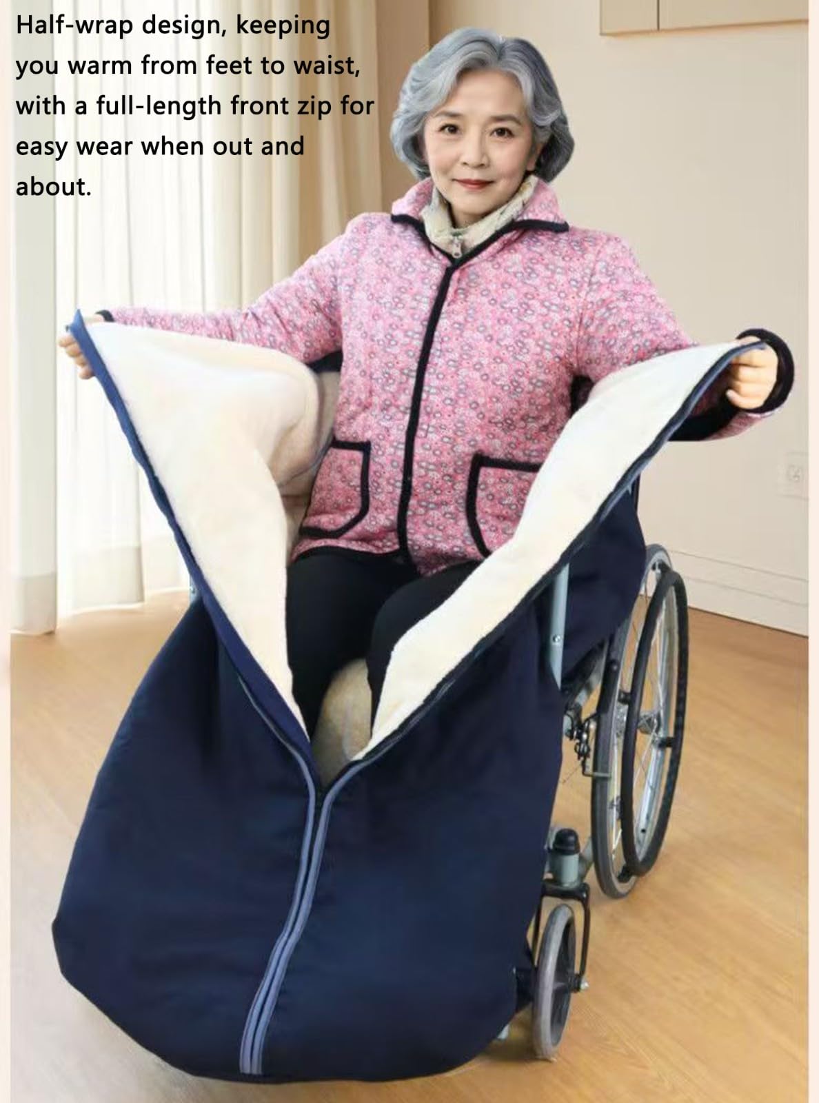 BLUEZY Manta para Silla De Ruedas De Invierno, A Prueba De Viento, Calor para Silla De Ruedas, Manta para Piernas, Manta para Regazo para Ancianos, Funda Cálida para Silla De Rueda