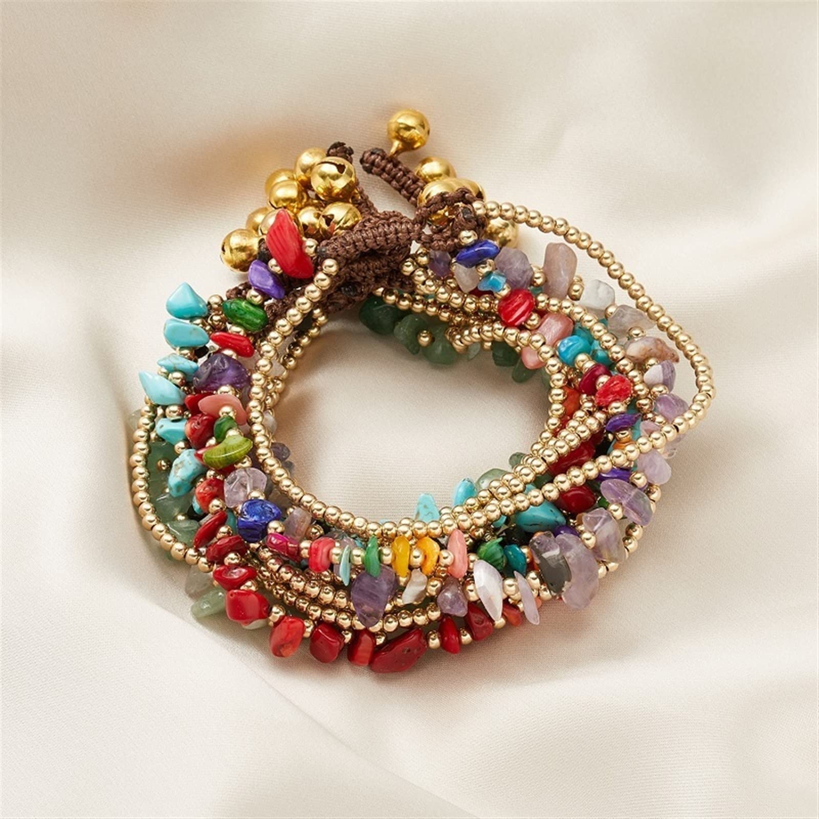 Cavigliere/Cavigliere Cavigliera con Perline Intrecciate a Doppio Strato, Bella Cavigliera Moda Beach Gala Wedding Style Jewelry（21-25CM） Cavigliere (Color : Gules)