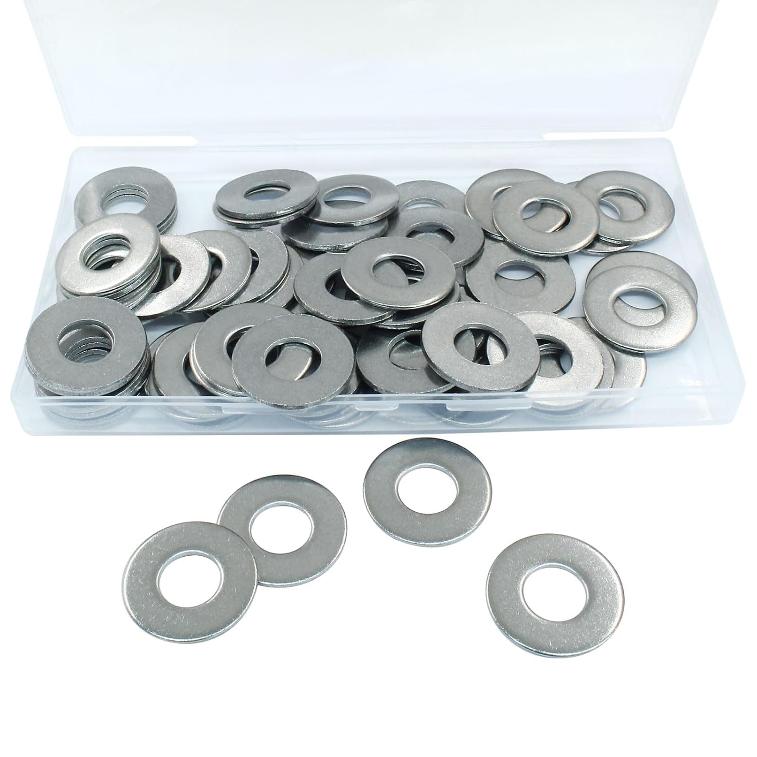 Luomorgo 3/8" Stainless Steel 304 Flat Washers, 1" Outside Diameter, 60 Pcs Flat Washers Compatible with 3/8" Screw Size