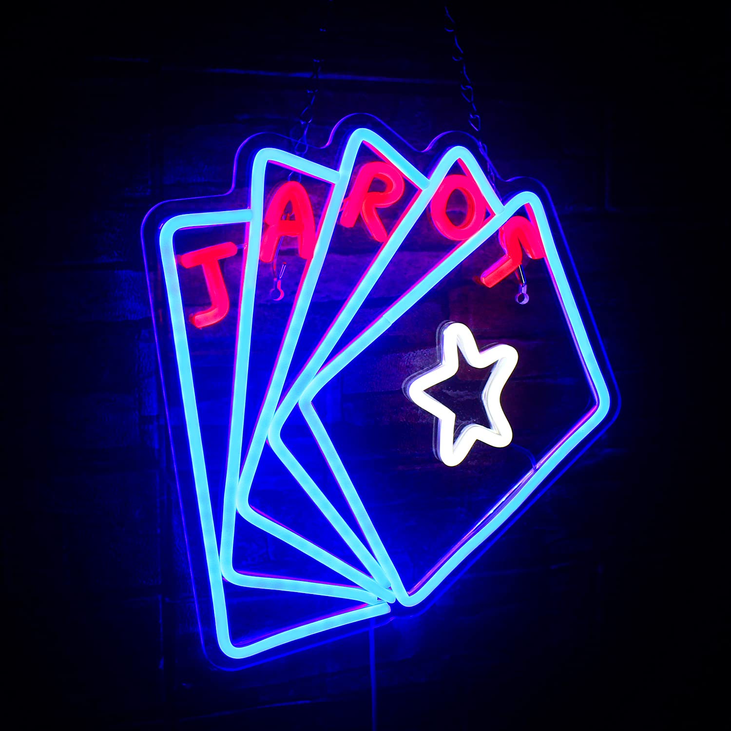 WLHOPE Tarot Card Neon Sign Psychic Tarot Moon Stars Neon Signs Blue Led Neon Signs for Wall Decor, Fortune Teller Sign Light Up Signs for Game Room Bedroom Bar Party Psychic Shop Decor