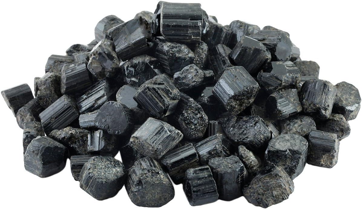 SUNYIK Natural Raw Stones Rough Rock Crystals for Tumbling,Cabbing,Black Tourmaline,1pound(about 460 gram)