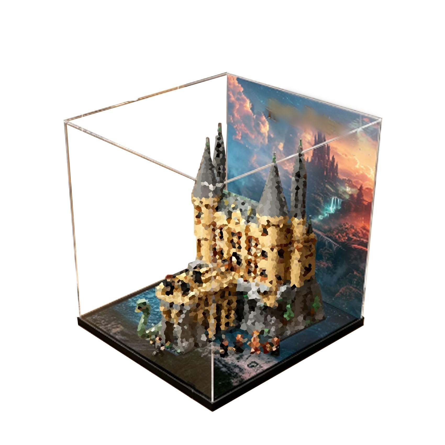 Dustproof acrylic Display Case for Le-go 76473 Castle Model-display box only (StyleA Background 3mm)