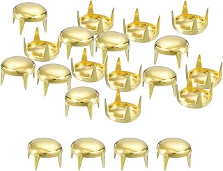 uxcell 200Pcs 8mm Gold Round Dome Studs Metal Claw Beads Nailhead Rivets Spike Studs Spots Punk Rock DIY for Leather Craft Clothes Belt Bag Shoes Bracelet Accessories