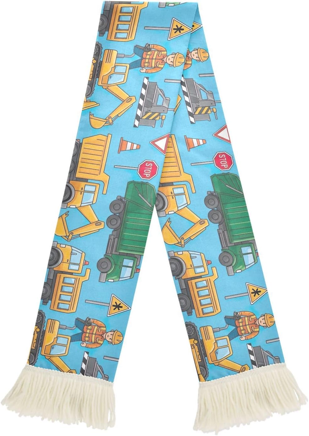 CHIFIGNO Cartoon Construction Vehicles Blue Sports Fan Scarf, Soft Polyester Cheering Towel for Soccer Games, Quick Dry Sweat Absorbing Rally Scarf