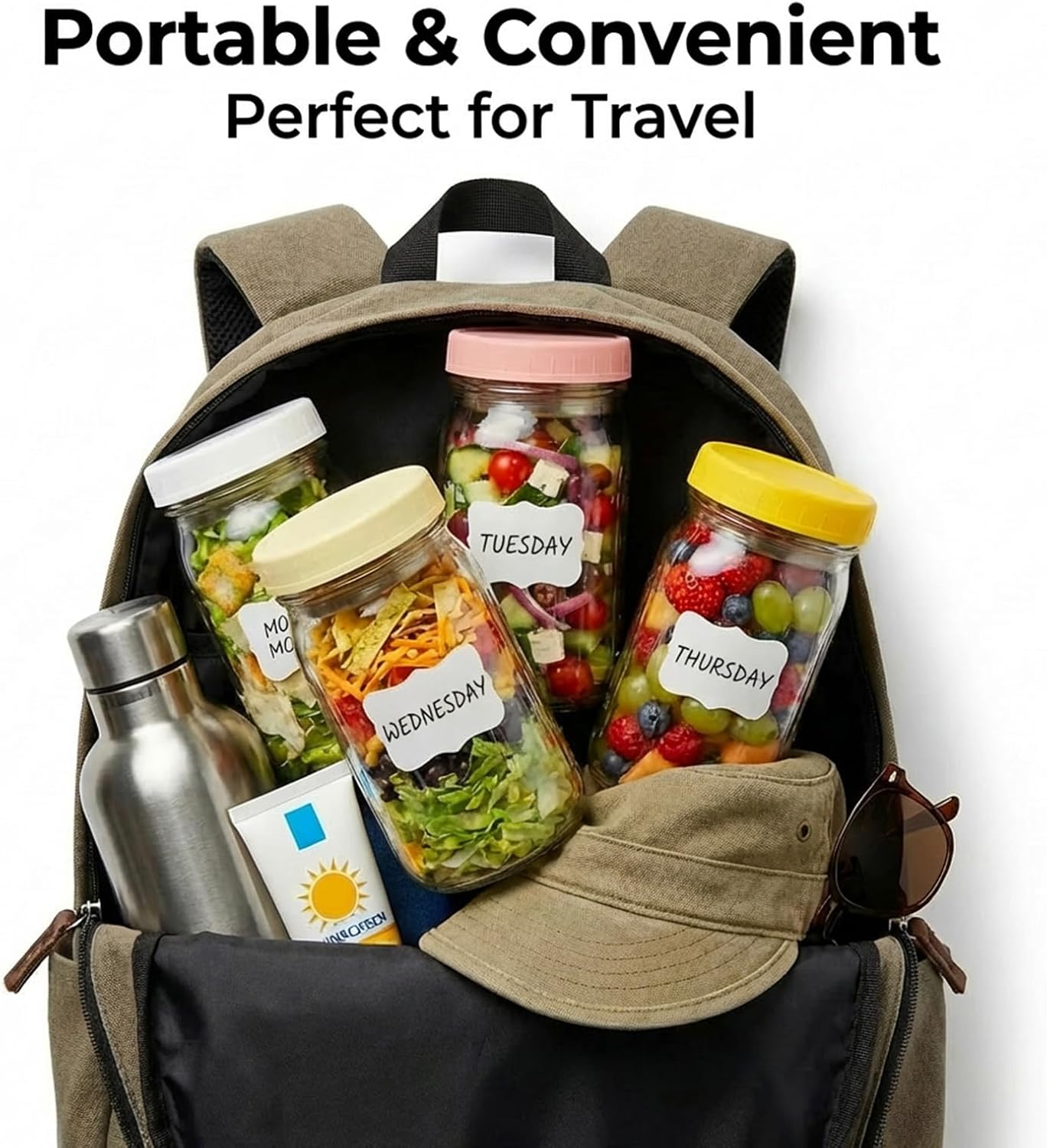 4 Pack Salad Jars,Glass Salad Pod With Lids - 32oz Mason Jars,Meal Prep Containers, Salad Container For Lunch,Mason Jars for Salads, for Office Workers, Fitness Enthusiasts & Healthy Eating