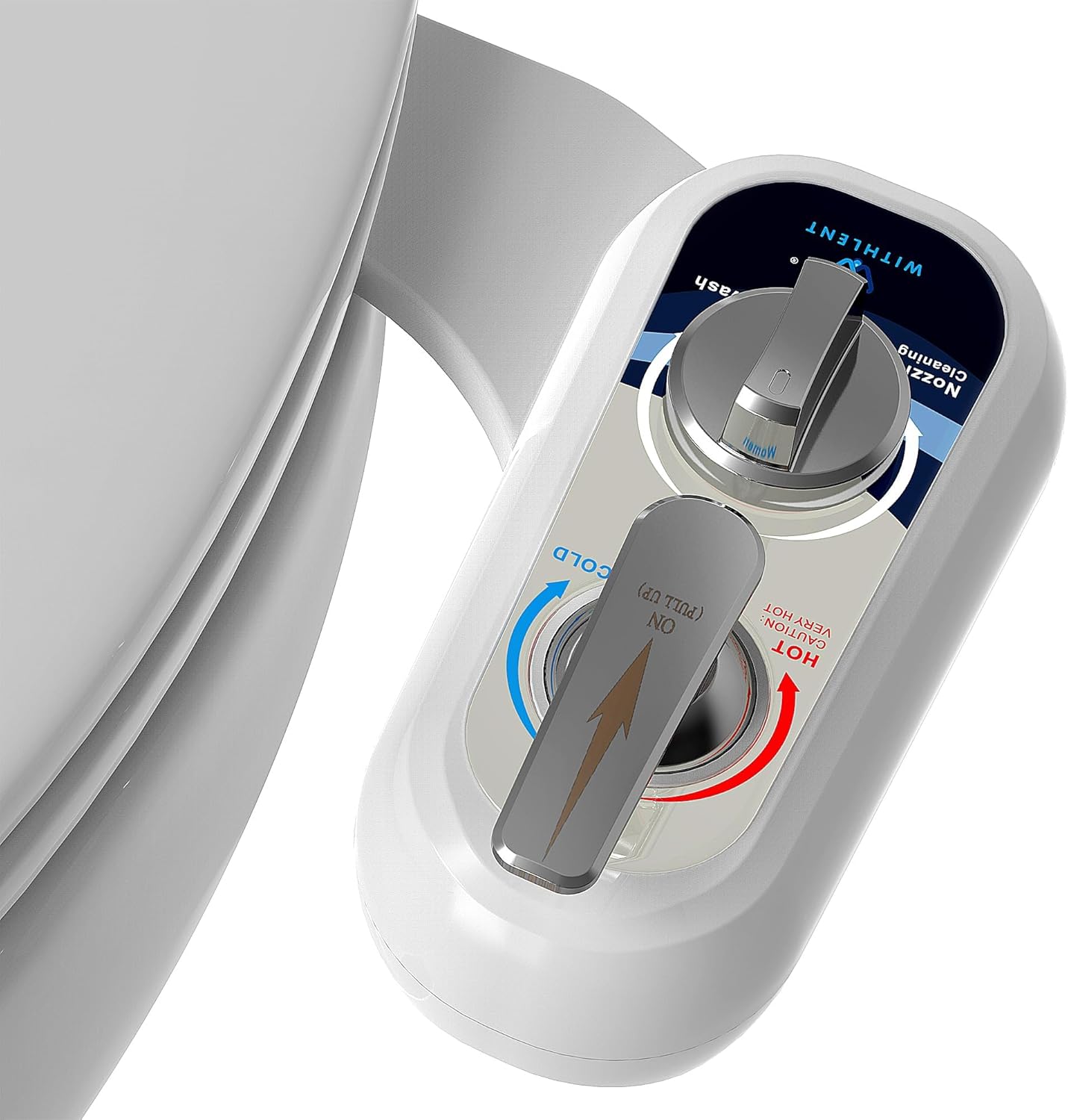 Bidet Attachment for Toilet Warm Water Left - Hot and Cold Self-Cleaning, Dual Nozzle, Non-Electric Bidet Attachment for Toilet Seat, Adjustable Water Pressure, Rear and Feminine Wash, Lever Control