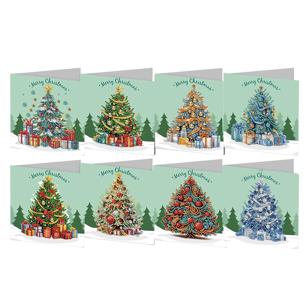 SPEPROECO Diamond Art Cards Envelopes with Christmas Elements, Diamond Painting Christmas Greeting Cards Kit