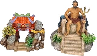 Wnvivi 2Pcs Aquarium Resin House Decoration,Simulation House Door Fish Tank Landscap Decoration for Underwater Accessories