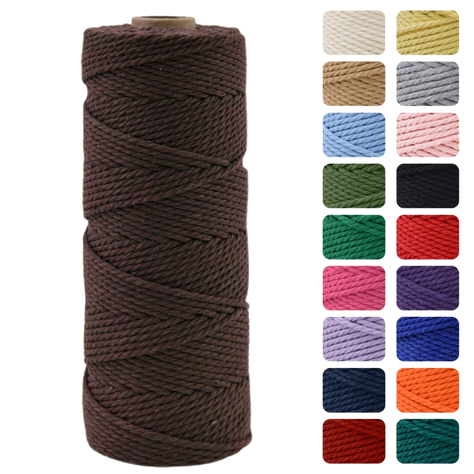 MOMAHUA 3MM Macrame Cord Rope 100m Brown Chemical Free Rope for DIY Crafts,Home Decor and Gift Wrapping,Christmas Wedding Decors