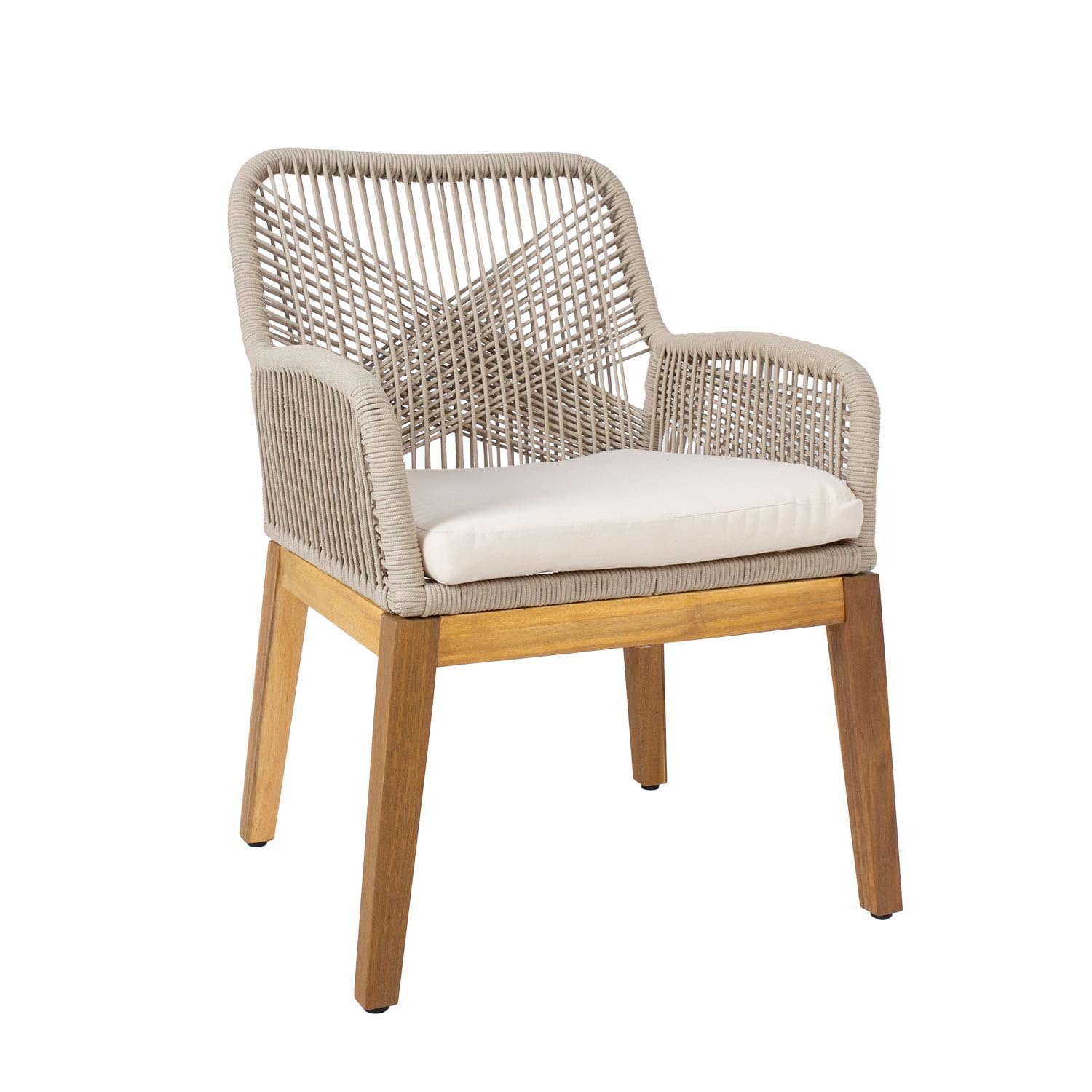 Chaise Florida en acacia contre l'inconfort extérieur assise beige