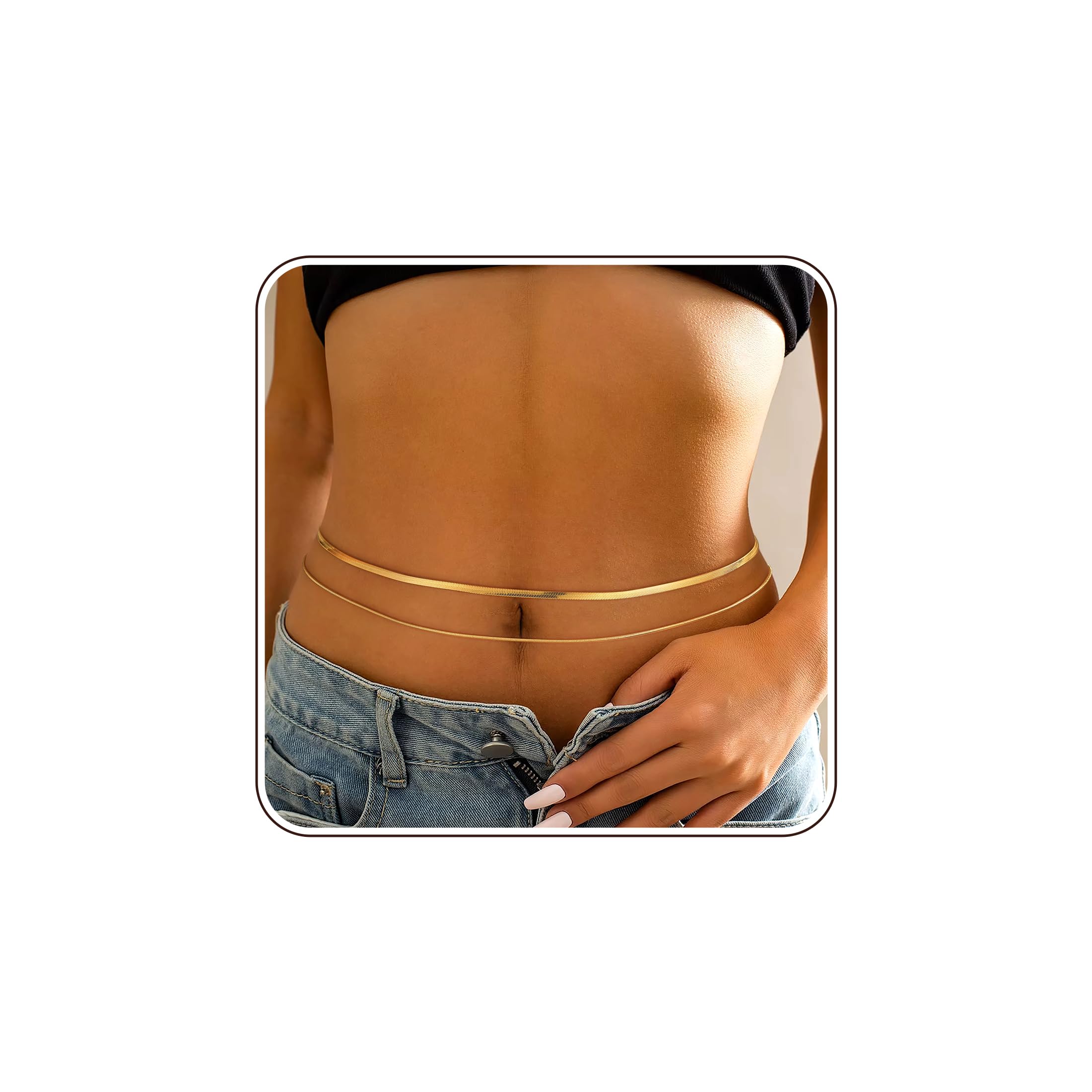 ZOERAY 2Stück Bauchkette Gold Damen Wasserfest 18K Vergoldet