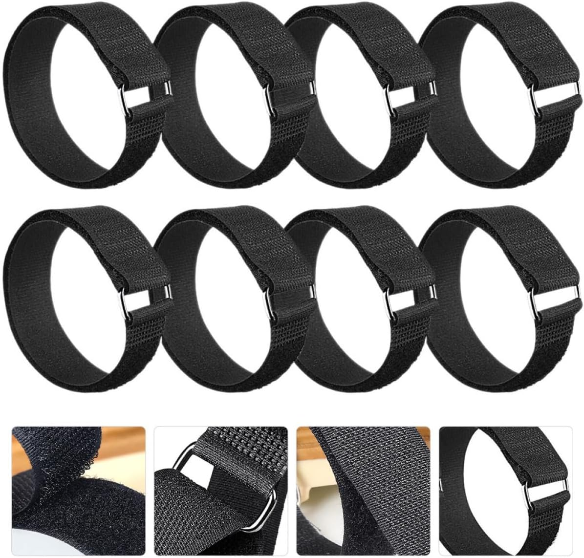 Uonlytech 4 Pairs Anti-Slip Climbing Ice Grippers Strap Adjustable Nylon Hook Loop, Non-Skid Shoe Covers for Hiking, Snow, and Ice Traction